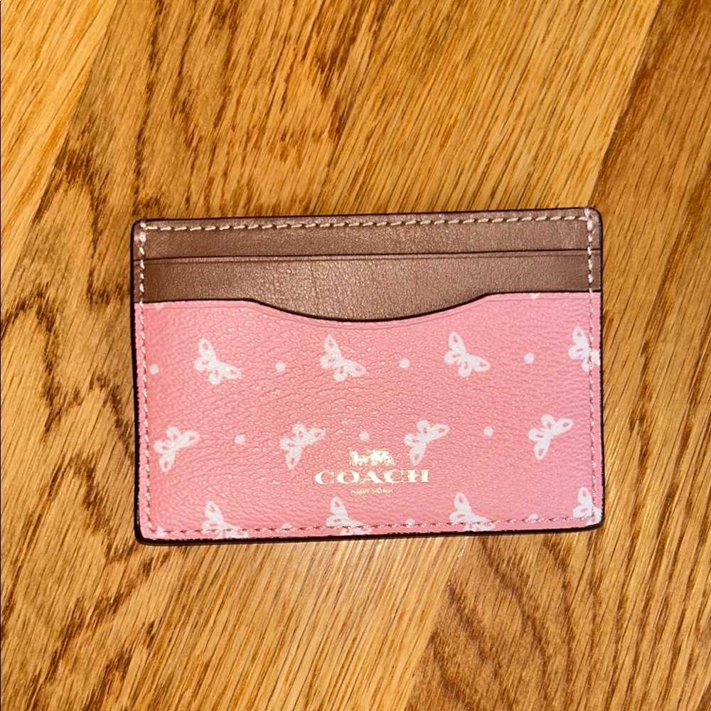 Coach Pink and Brown Card Holder
